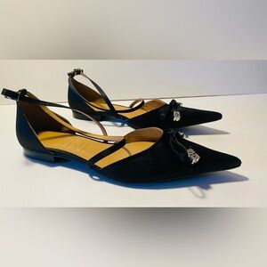 Ganni Black Heeled Mule With Bow Women's Dress Sandals Size 11 EUR 42 NEW